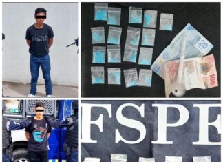 Durante patrullajes implementados en la entidad, elementos de las FSPE capturan a tres hombres con un total de 43 dosis de cristal.