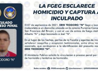 LA FGEG ESCLARECE HOMICIDIO Y CAPTURA A INCULPADO.