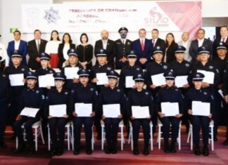 Sophia Huett, Secretaria Ejecutiva del Sistema Estatal de Seguridad Pública, presidio la graduación de la primera generación de Cadetes de Seguridad Pública en Silao.