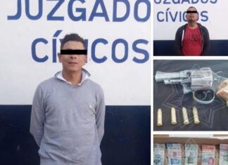 Detiene a dos sujetos en Irapuato, les aseguraron un arma de fuego y dinero que momentos antes habían robado.