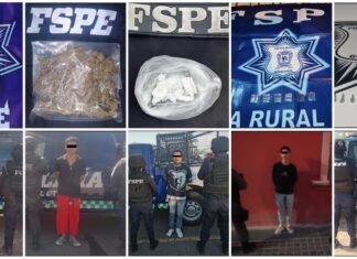 Detienen elementos de las FSPE durante patrullajes en la entidad, a cinco personas que estaban en posesión de varias dosis de cristal y mariguana.