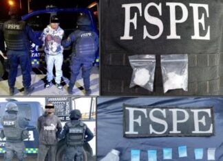 Policías de las Fuerzas de Seguridad Pública del Estado FSPE, detienen en la entidad a tres personas en posesión de varias dosis de cristal.