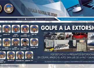 Detienen a 14 extorsionadores durante operativos en Celaya, Apaseo el Alto, San Luis de la Paz y Salamanca.