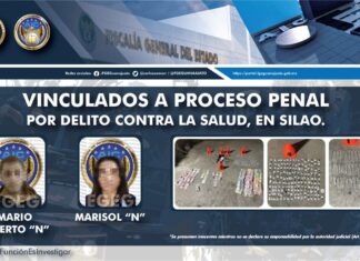 Durante cateo en Silao, la FGE detuvo a dos personas y aseguró dosis de diversas drogas, instrumentos para su consumo y dinero en efectivo.