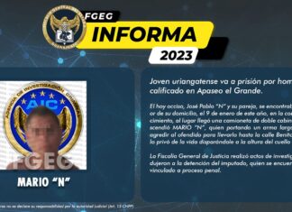 Joven uriangatense va a prisión por homicidio calificado en Apaseo el Grande