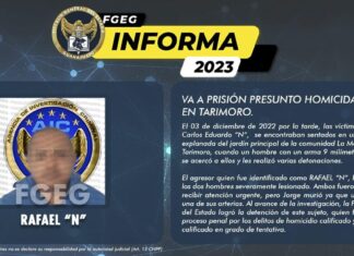 VA A PRISIÓN PRESUNTO HOMICIDA EN TARIMORO