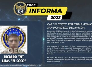 CAE “EL COCO” POR TRIPLE HOMICIDIO EN SAN FRANCISCO DEL RINCÓN