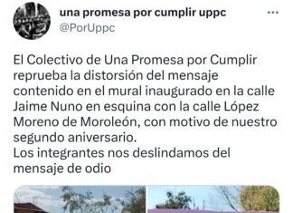 El Colectivo de Una Promesa por Cumplir reprueba la distorsión del mensaje contenido en el mural