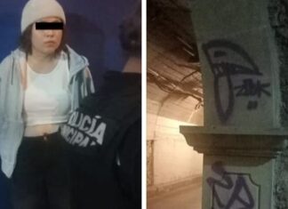 Detienen a mujer que grafiteaba calle subterránea en Guanajuato.