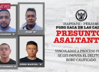 4 SUJETOS VAN A PRISIÓN; Perpetraban asaltos violentos en Irapuato y Pénjamo.