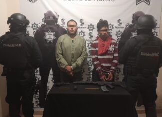 Detienen a dos sujetos que agredieron con armas de fuego a elementos de la Dirección de Seguridad Pública en Salvatierra.