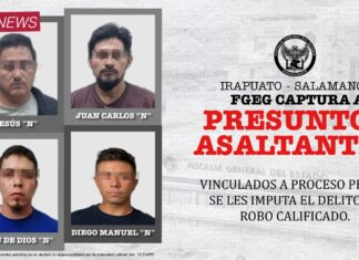 LA FISCALÍA DE GUANAJUATO DEJA EN PRISIÓN A 4 ATRACADORES DE NEGOCIOS EN IRAPUATO Y SALAMANCA