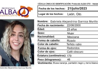 Reportan como desaparecida a Gabriela Alejandrina Garnica de 23 años, desde el pasado 21 de Julio, en León.