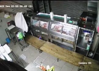 Captan a «fantasma» robando carnicería en León, Guanajuato.