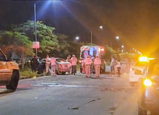 Dos lesionados en accidente de tránsito en la Avenida Bicentenario la madrugada de este domingo en Salamanca.