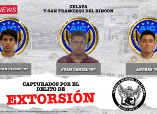 TRAS LAS REJAS ACUSADOS DE EXTORSIONAR A COMERCIANTES EN SAN FRANCISCO DEL RINCÓN Y CELAYA