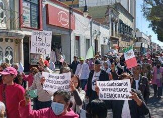 Marchan en defensa de la democracia.