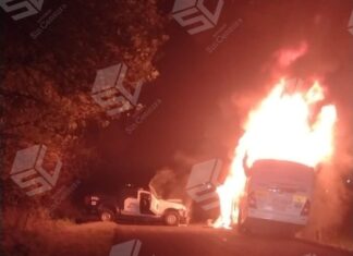 Dos lesionados y cuantiosas perdidas materiales en un choque entre una unidad de policía y un autobús en Salvatierra.