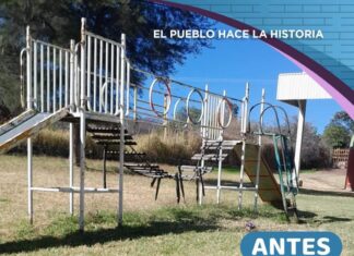 Rehabilitan módulo uno de juegos infantiles de la Unidad Deportiva en Santiago Maravatío.