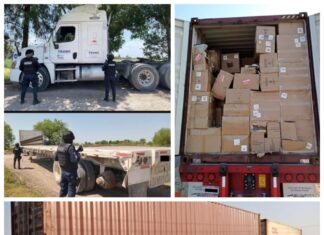 Fuerzas de Seguridad Pública del Estado (FSPE) recuperaron un tractocamión con reporte de robo y tres remolques.