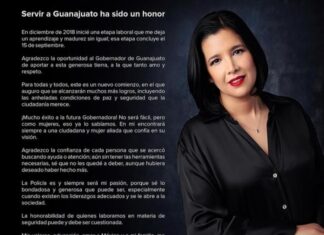 La Secretaria Ejecutiva del Sistema Estatal de Seguridad Pública, Sofía Huett Lopez confirmó que dejará el cargo el 15 de septiembre.