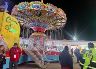 Cuatro menores resultaron con golpes al registrarse una falla en el área de juegos mecanicos de la feria de León.