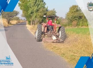 Realizan limpieza de maleza en los caminos que conducen a Colonia Morelos y Casacuarán en Santiago Maravatío.