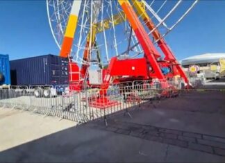 Lesionados por caída al realizar maniobras en alturas en juegos mecánicos de la Feria de León .