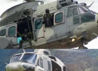 Helicóptero artillado acaba con célula armada en cerro de Apatzingán, Michoacán