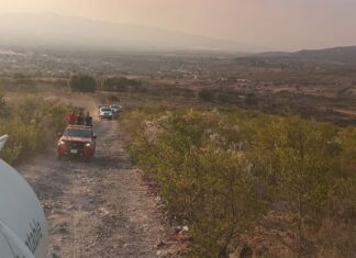 Distintas corporaciones se unieron a los trabajos para combatir el fuerte incendio registrado en la Sierra de los Agustinos.ñ en Salvatierrav