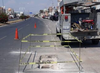 Retoman trabajos de rehabilitación en rejillas del bulevar Posadas Ocampo