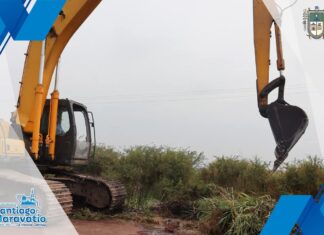 Autoridades municipales de Santiago Maravatío, a través de la Dirección de Desarrollo Rural, dio inicio a los trabajos de limpieza del canal de desagüe “El Borrado”.