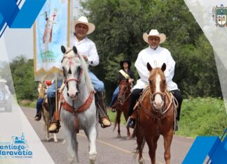 Autoridades municipales de Santiago Maravatio, encabezaron la tradicional “ Cabalgata Migrante 2025”.