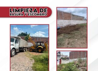 Limpieza en la Secundaria Técnica No. 20 en Valle de Santiago .