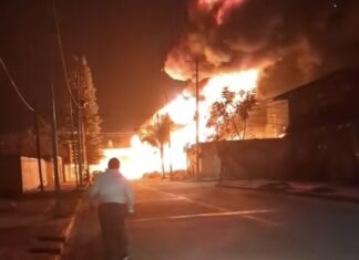 Explosión de toma clandestina en #Villagrán, generó fuerte incendio y panico y temor entre la población.