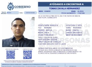 Tomás Zavala Hernández, de 26 años de edad, originario de Cedral, San Luis Potosí esta desaparecido desde el sabado oasado.